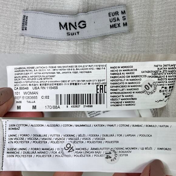 MNG Mango Suits Mango Ivory Knitted Blazer Size S, 100% cotton, elegant, office - Picture 10 of 10